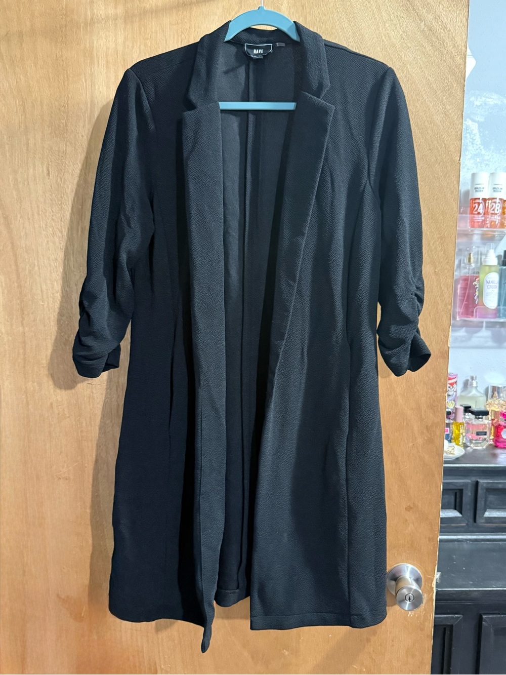 Have Black Longline Open-Front Blazer Coat